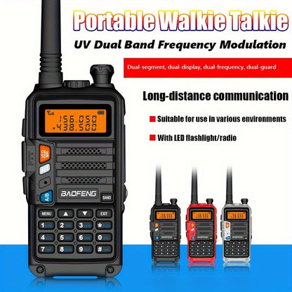 BAOFENG Walkie Talkie - Handheld Multi-Band Reception & Transmittance, Portable Dual-Way Radio with Large Capacity, High Power, Long-Range Communication, LED Flashlight, and Radio Frequency Monitoring, Walkie Talkie Designed