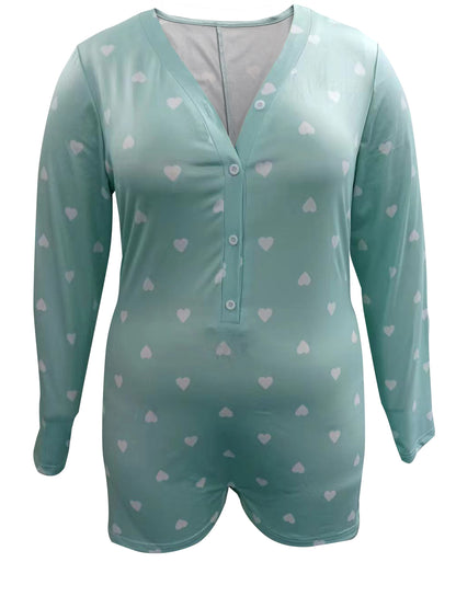Plus Size Peach Heart Pajama Set