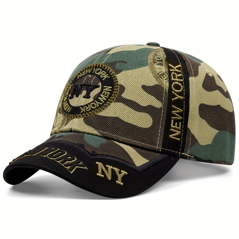 Men'S Sports Baseball Cap - Adjustable Snapback, Breathable Mesh Back, Sun Protection Hat with "NEW YORK" Logo, Black & White Design, Perfect for Outdoor Activities, Outdoor Headwear | Sporty Cap Design | Mesh Back Hat