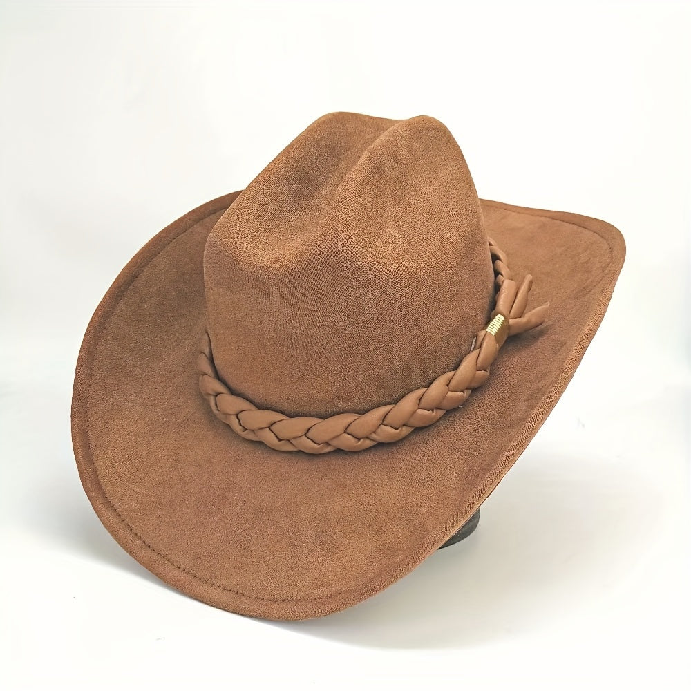 Handcrafted 3-Strand Braided Rope Cowboy Hat - Wide Brim Lightweight Western, Brown All-Season Outdoor Hat for Hiking, Horseback Riding, Durable Rope - Unisex for men & Women (Style 3-Strand)