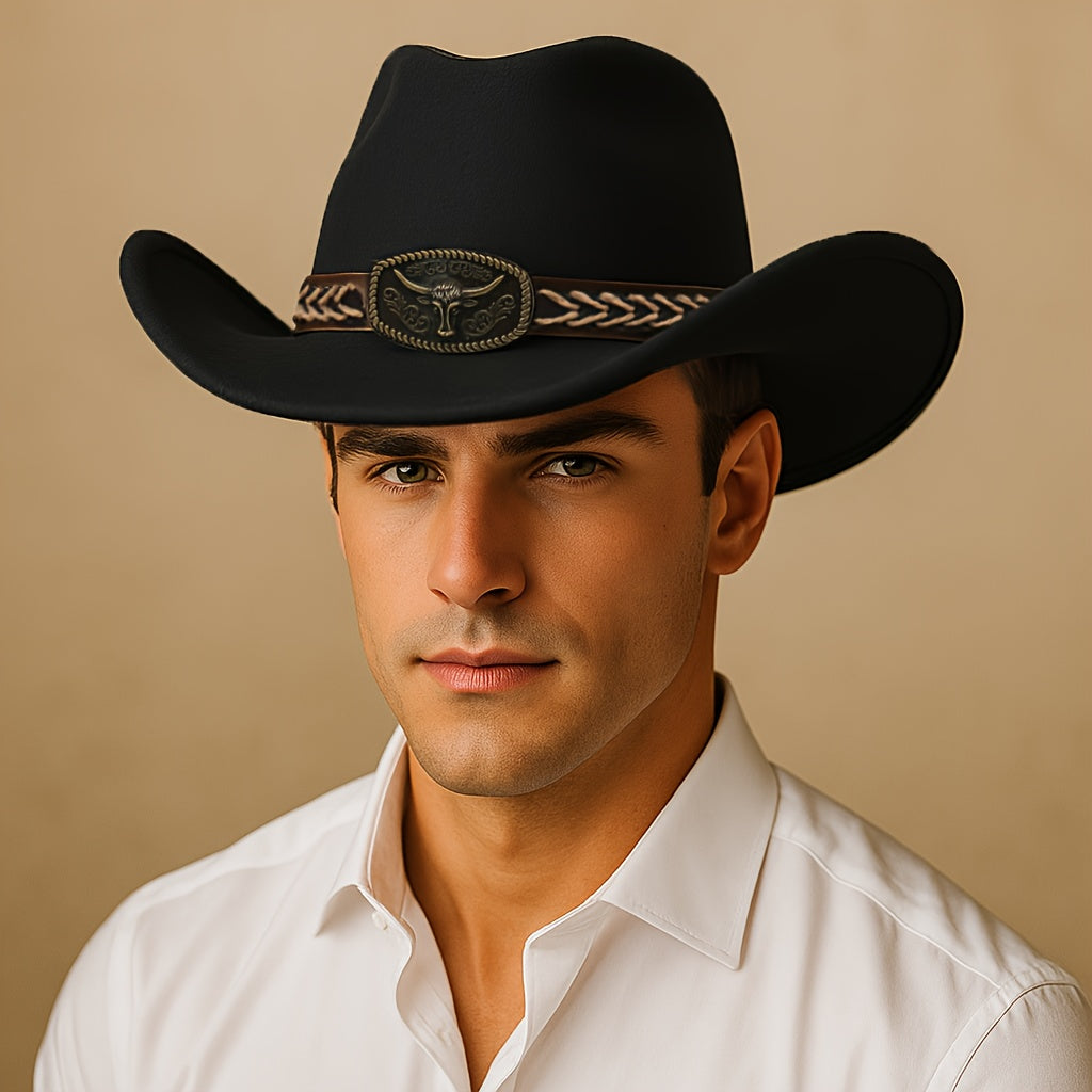 Classic Western Cowboy Hat - Wide Brim, Lightweight Felt Cowboy Hat with Drawstring Closure, Unisex for Men & Women, Western, Farm, Beach, Party, Everyday Outdoor - Vintage Western Style Hat in Gift Box, Wide Brim Cowboy Hat,