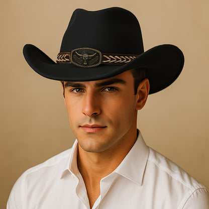 Classic Western Cowboy Hat - Wide Brim, Lightweight Felt Cowboy Hat with Drawstring Closure, Unisex for Men & Women, Western, Farm, Beach, Party, Everyday Outdoor - Vintage Western Style Hat in Gift Box, Wide Brim Cowboy Hat,