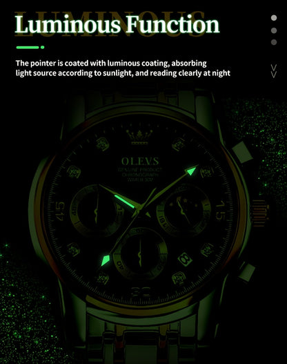 OLEVS Stainless Steel Luminous Business Quartz Watches For Men Luxury Top Brand Fashion Original Men'S Wrist Watches Classic New Trend High Quality Best Selling Men'S Watches