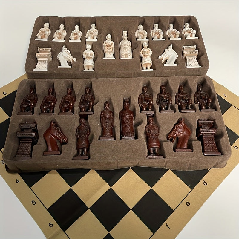 Super large chess deliberately made old character shape Cotta Warriors weighted chess board 43cm/16.93inch creative entertainment games Christmas various holiday gifts