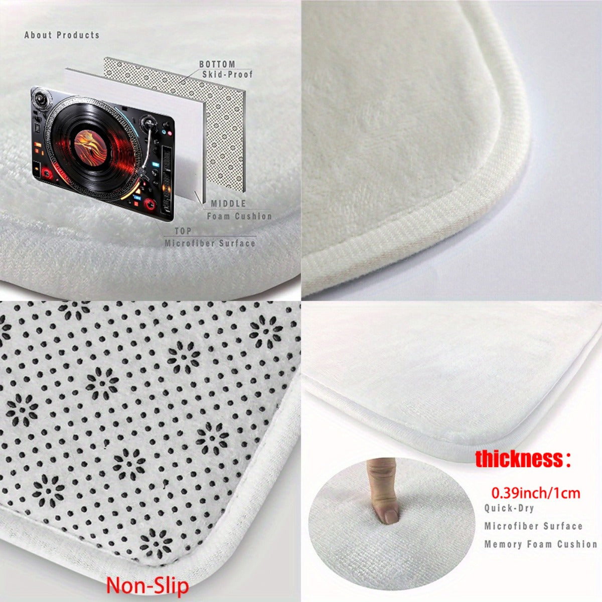 One Piece of Music Player Door Mats Made of 700Gsm, Featuring a Non-Slip Design Suitable for Bathrooms. This Microfiber Rug Is Absorbent And Machine Washable, Perfect for Bedrooms, Living Rooms, Entrances, Camping, Picnics, A