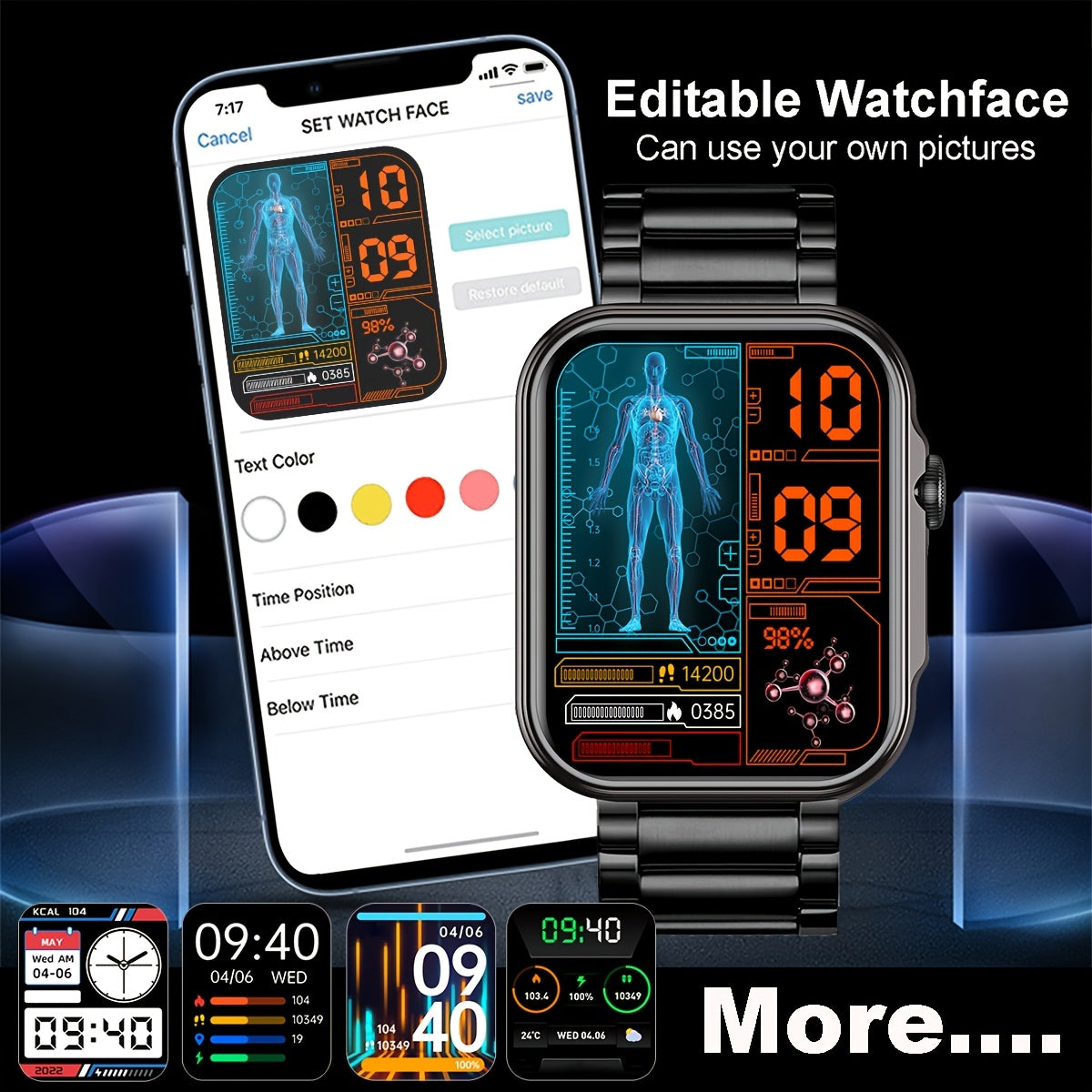 Men's Smart Watch with LED flashlight, IPX7 High Quality, Wireless calling and SMS reminder, 2.02-inch HD Large Screen, Sports Mode, Zinc Alloy, Outdoor Sports Smartwatch, Men's Watch, Compatible for iPhone and Android