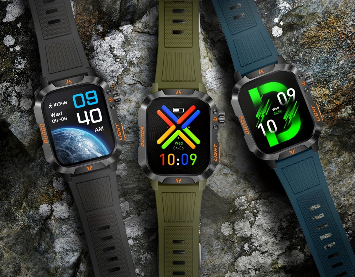 QTLJJBY Outdoor Sports Smartwatch with One-Touch Call Answering/Dialing, Message Notifications, Multiple Sports Modes, Activity Tracker (Calorie, Pedometer), Flashlight, 600mAh Battery, IP68 Waterproof, Couple's Watch, Perfec