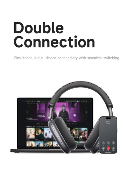 Picun F8Pro Wireless Over-Ear Headphones with 52dB Hybrid ANC, Hi Res Audio, 140H Playtime, Dual Device Pairing, 5 Mic ENC & Detachable Fabric Cushions All Day Comfort for Work & Travel, Picun