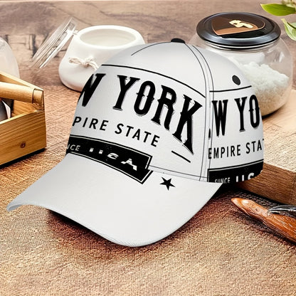 1pc 2D NewYorkBadge Print Baseball Cap - Polyester Adjustable Snapback with Full-Body Vibrant Design, Ideal for Outdoor Sports, Running & Casual Streetwear.