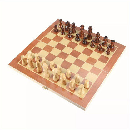 Compact Foldable Wooden Chess Set with Premium Quality and Anti-Scratch Design, Ideal for Travel, Indoor/ Outdoor Play, Gifts