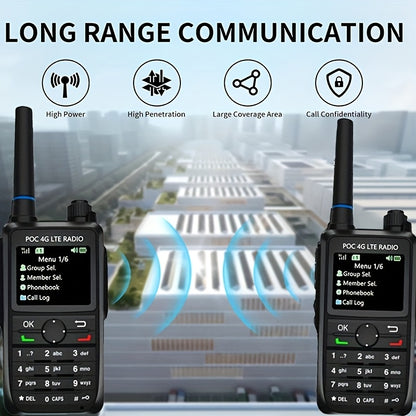 2pcs Global Walkie-Talkie Unlimited Range 4G PTT Two-Way Radio Long Range Portable Radio for Home And Work Teams (with SIM Card), Emergency Contact Device, Workplace Coordination Radio, Portable Two-Way Radio, Long Range Ptt