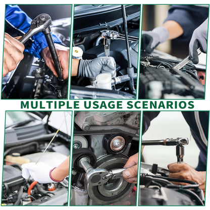 A Collection of 53 Mechanical Tool Kits, Including 1/2" And 1/4" Drive Depth And Standard Sockets, Ergonomic Handles, Ratchet Wrenches, Tools for Automotive And Bicycle Repairs, As Well As Household Maintenance Tools.