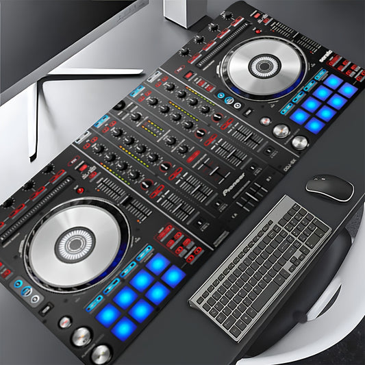 Pioneer DJ-SX Inspired Serato DJ Pro Controller Mouse Pad & Desk Mat - Non-Slip Rubber Base, Smooth Polyester Surface with DJ Equipment Layout (Transport Controls, Effects, Sampler) for Home Studio, Office & DJ Workspaces - D