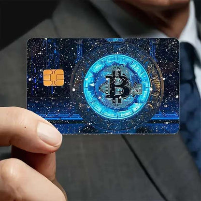 5pcs Set 2025 New Bitcoin Credit Card Skins - Holographic Gloss PVC/Scratch-Resistant Stickers with Bitcoin Logo & Emblem, Permanent Adhesive Removal (No Residue) for Crypto Cards, Collectible for DFeva Enthusiasts