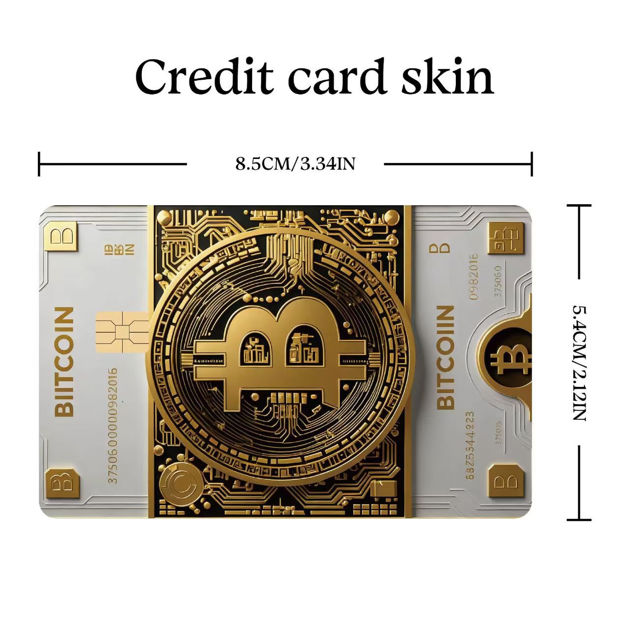 5pcs Set 2025 New Bitcoin Credit Card Skins - Holographic Gloss PVC/Scratch-Resistant Stickers with Bitcoin Logo & Emblem, Permanent Adhesive Removal (No Residue) for Crypto Cards, Collectible for DFeva Enthusiasts