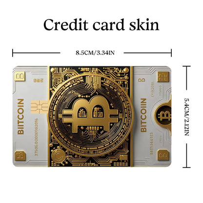 5pcs Set 2025 New Bitcoin Credit Card Skins - Holographic Gloss PVC/Scratch-Resistant Stickers with Bitcoin Logo & Emblem, Permanent Adhesive Removal (No Residue) for Crypto Cards, Collectible for DFeva Enthusiasts