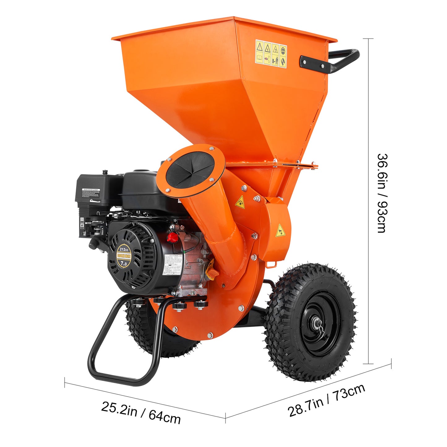 VEVOR Wood Chipper Shredder Mulcher 7HP Heavy Duty Gas Powered 3” 212cc/ 420cc, 4.1kw/4.1kw