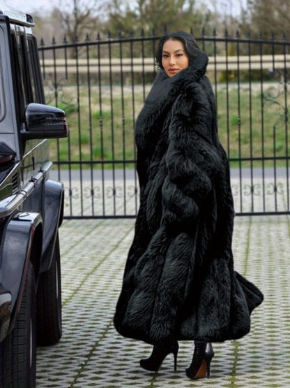FHILLINUO Chic Women'S Faux Coat | Long Length, Solid Color, Single Breasted, with Pockets, Comfortable and Warm for Fall/Winter