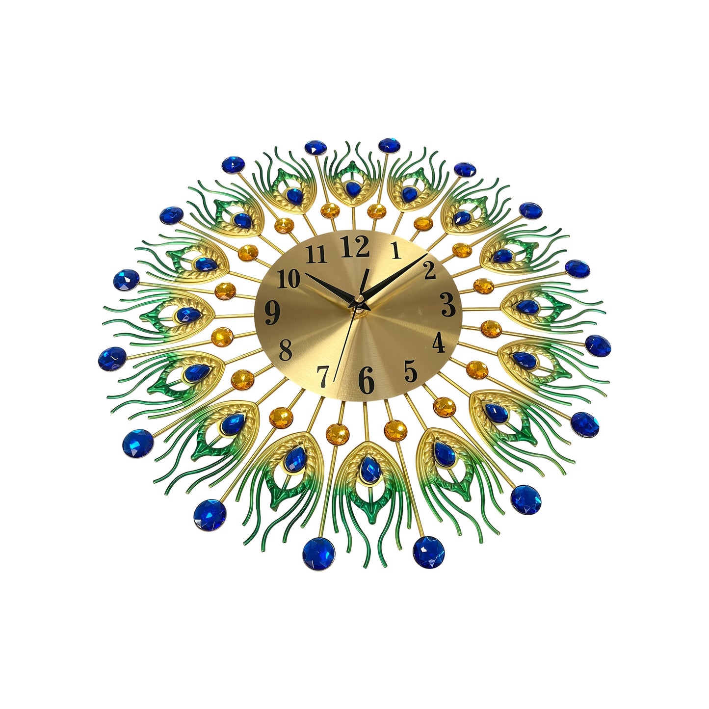 1pc Extra Large Modern Elegant Metal Wall Clock - Green, Golden, Blue, Yellow, Black, White, Brown, Beige - Large Round Decorative Clock for Living Room, Dining Room, Office - Silent Non-Ticking, Easy-to-Read Hands - Luxury H