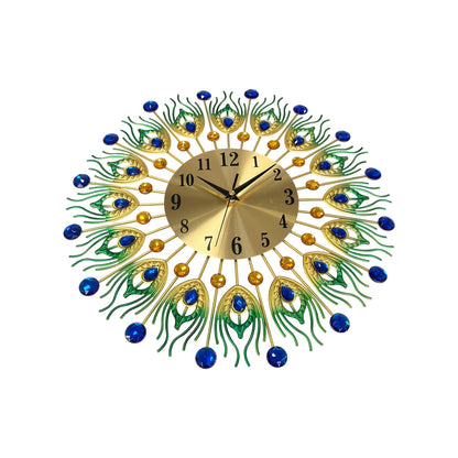 1pc Extra Large Modern Elegant Metal Wall Clock - Green, Golden, Blue, Yellow, Black, White, Brown, Beige - Large Round Decorative Clock for Living Room, Dining Room, Office - Silent Non-Ticking, Easy-to-Read Hands - Luxury H