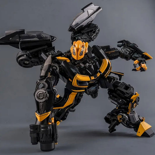 Bumblebee Transformer Robot Car, Black Wasp Action Figure With Blaster, Perfect Gift, Collectible Robot Figure
