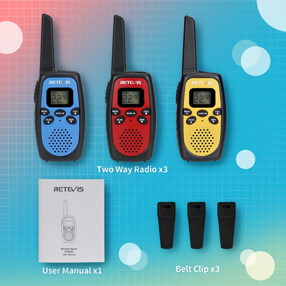 3/6/9/12pcs Walkie Talkies, 6-Pack Portable RT628S Walkie Talkies, 2-Way Radio with Long Range, Safe Mode, and VOX, Ideal for Keeping in Touch with Neighbors and Family Members, Walkie Talkies for Camping, Hiking, and Adventu