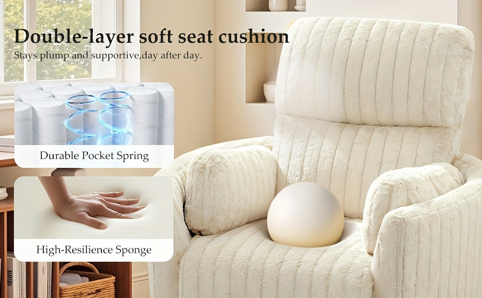 KERDOM 3-in-1 Electric Rocker Recliner Chair with 270° Swivel & Memory Foam, Heavy-Duty Rocking Recliner Sofa Bed with Global Voltage (110-240V), Plug-in Floor Design (No Wood Parts) - Beige/Yellow/Gray