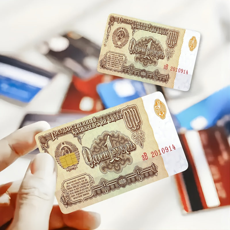 2pcs Anti-Real Money Coin Sticker Card Light Beige - Durable PVC Privacy Protection Stickers, Suitable for Credit Cards, Bank Cards and Transportation Cards - Scratch Resistant, Street Style Fashion Accessories