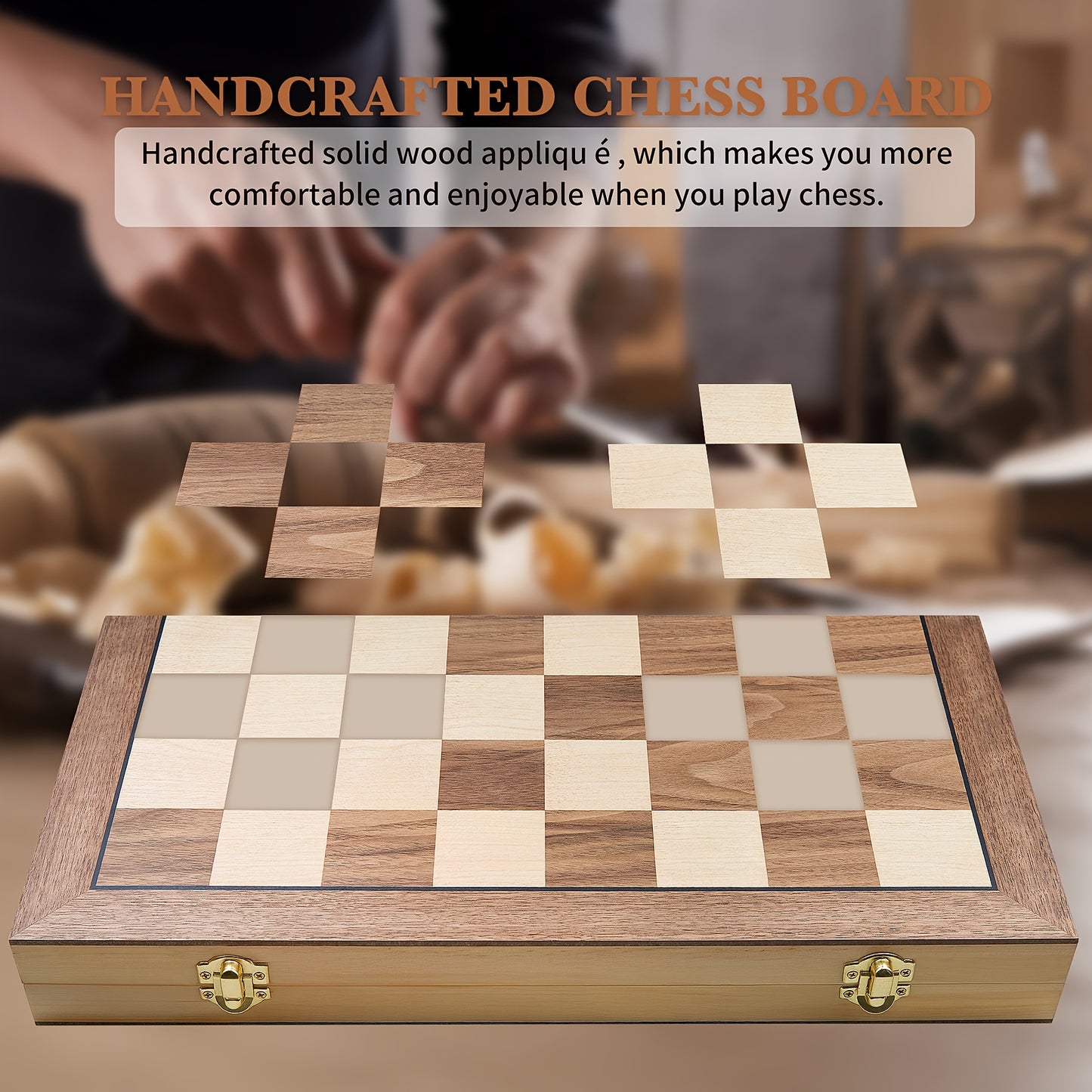 15 Inches Magnetic Chess Set for Adult, Wooden Folding Chess Board Game ForTournament with HandmadePieces Including 2 Extra Queen Professional Beginner Ideal Birthday&Christmas Gift for Friends Family