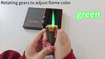 Butane Lighter Available in Three Colors, Featuring a Flame Switch, Windproof Design, And Direct Ignition. This Inflatable Lighter Is Made of Metal And Allows for Flame Size Adjustment
