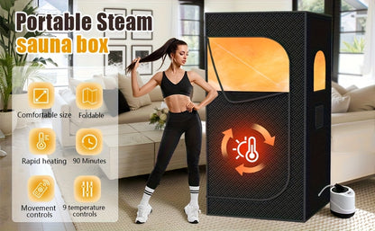 [Remote Control Sauna] Portable Steam Sauna Box, Portable Sauna for Home, Person Sauna Tent Sauna Box At Home Spa with 87.92oz & 1500W, Remote Control, Folding Chair, Home Sauna for Gym, Pilates, Garage, Hot Tub