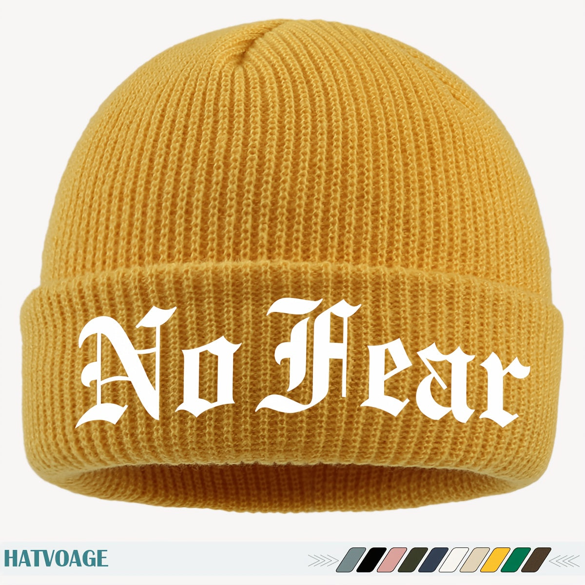 1pc "NO FEAR" Printed Beanie, Loose and Comfortable, Multi-Color Options, Unisex Couple Running Cap, Fashionable Street Skateboard Hat, Autumn/Winter Warm Hat, Suitable for Skiing, Cycling, Running, Fishing, Vacation, Birthda