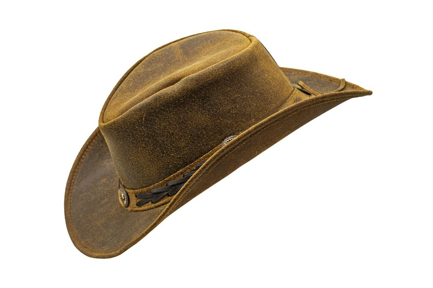 Men & Women Brown Genuine Leather Cowboy Western Hat – Outdoor Rodeo Style Sun Protection for Ranch Work, Horseback Riding, Country Concerts, Festivals, Camping, Hiking & Travel – Great Gift for Winter Season, Thanksgivin