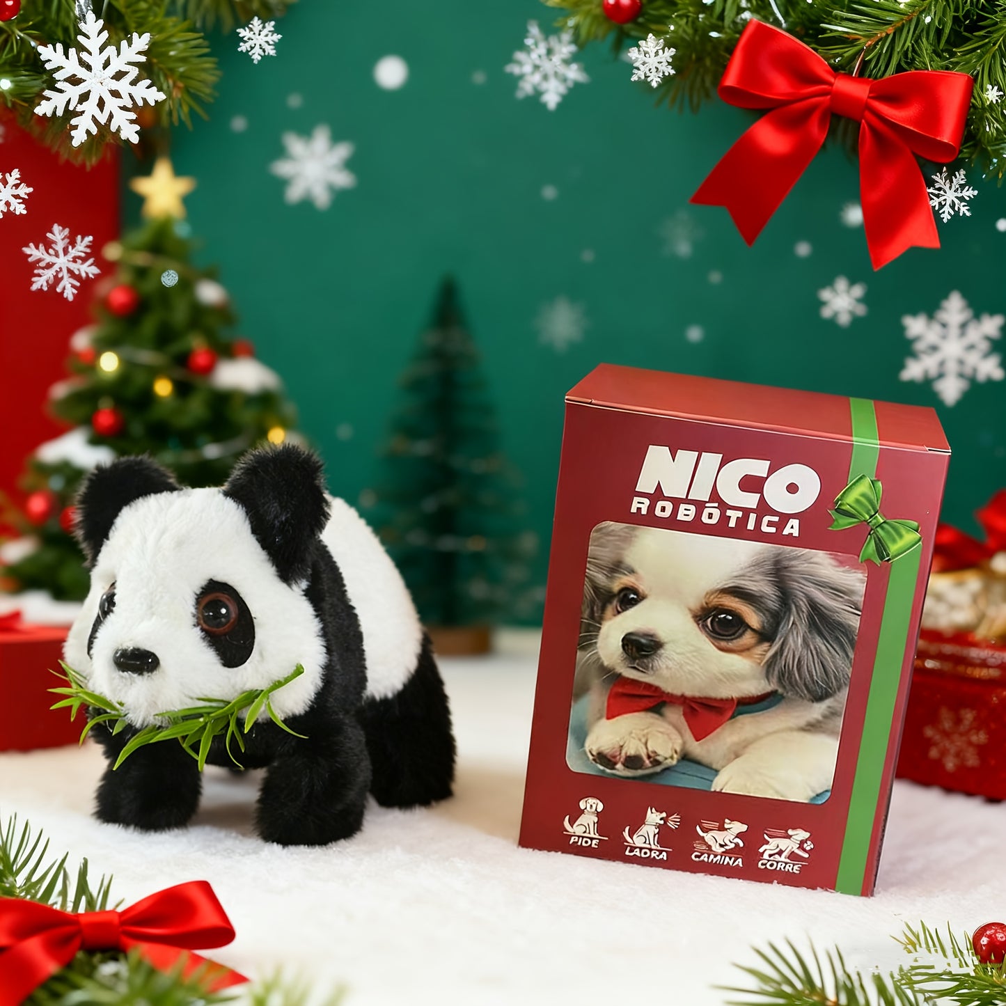 TTwo-piece Set Featuring An Interactive Electric Puppy And Adorable Panda - My Intelligent Lifelike Electric Puppy And Panda, Just Like Real Dogs And Pandas, Interactive Plush Robotic Dog And Bear Suitable for Adults, Walking