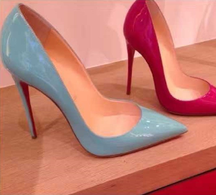 35-48 size slim high heels women's high heels sexy pointed wedding shoes party high heels patent leather neutral shoes