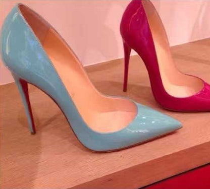 35-48 size slim high heels women's high heels sexy pointed wedding shoes party high heels patent leather neutral shoes