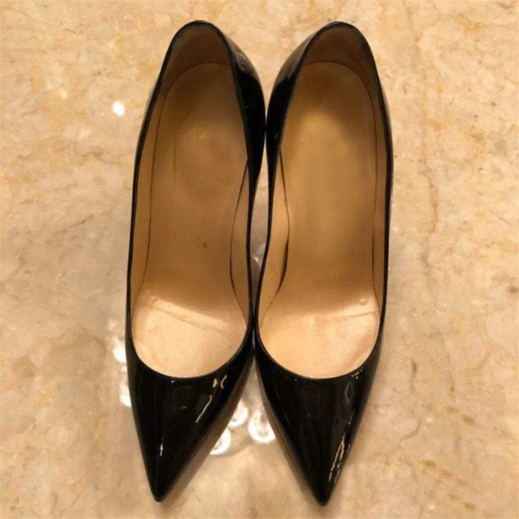 35-48 size slim high heels women's high heels sexy pointed wedding shoes party high heels patent leather neutral shoes