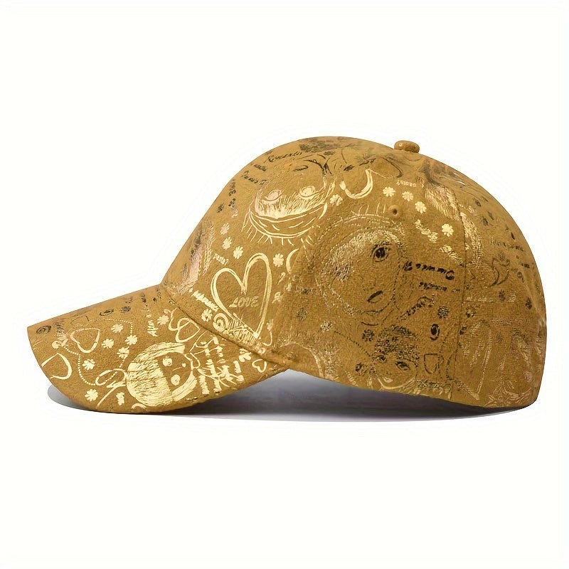 Sports Hats Breathable Sun Cap - New Graffiti Baseball Caps Golden Stamping - Outdoor Hip-hop Joker Cap - Street Cool Baseball Hats for men and women - Couple Caps Duckbill Cap
