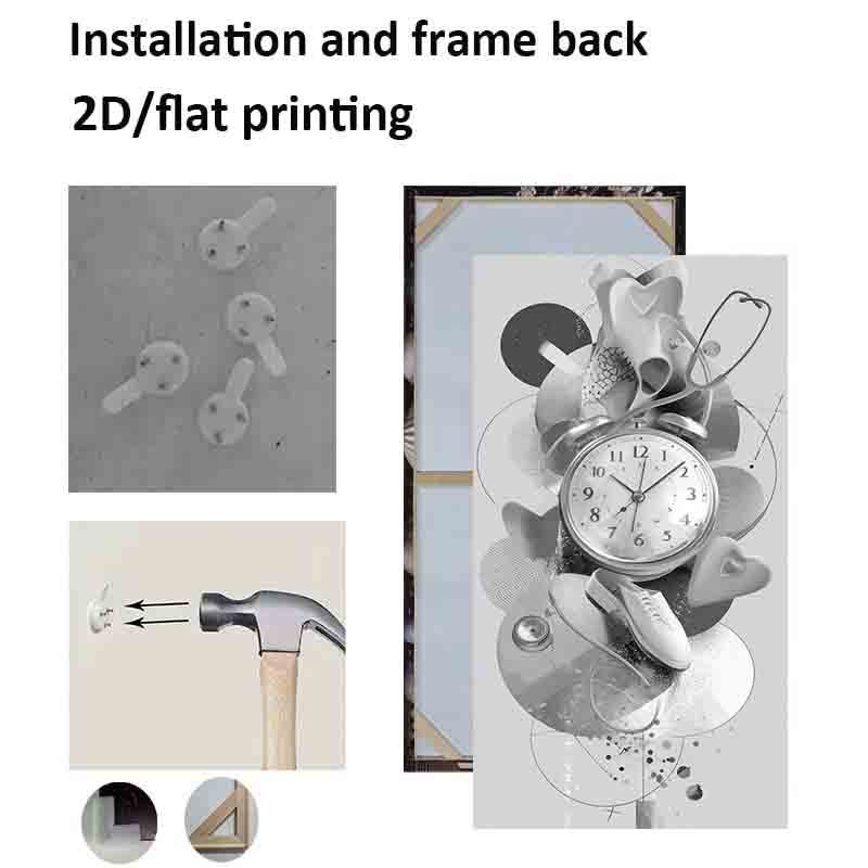1pc Large Modern Minimalist Canvas Poster - Black & White Floral Wall Art with Clock, Ready-to-Hang Framed Painting for Living Room, Bedroom, Office - Time Heals All Wounds Decor - Extra Long Wall Decoration (23.62x47.24in/60