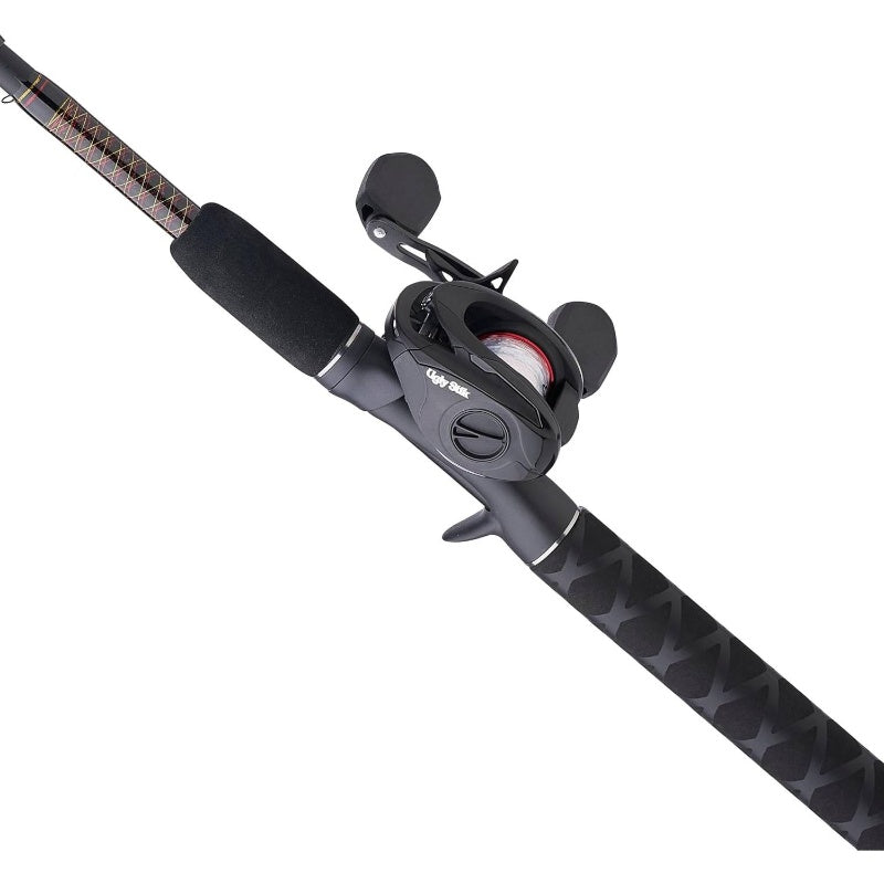 GX2 Low Profile Baitcast Reel & Heavy-Duty Fishing Rod Combo - Fast Action Heavy Power Casting System, Right-Hand Retrieve, Manual Non- Spinning Wheel Reel with Matching Rod for Bass, Pike, Trout, Salmon Fishing (Saltwater/R