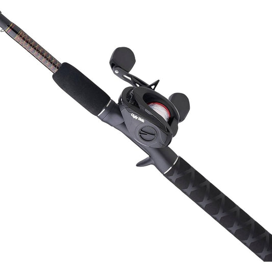 GX2 Low Profile Baitcast Reel & Heavy-Duty Fishing Rod Combo - Fast Action Heavy Power Casting System, Right-Hand Retrieve, Manual Non- Spinning Wheel Reel with Matching Rod for Bass, Pike, Trout, Salmon Fishing (Saltwater/R