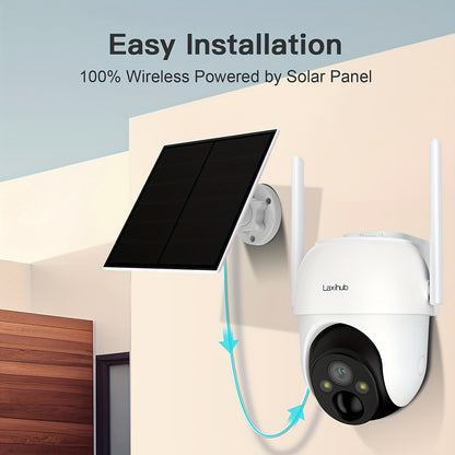 LAXIHUB 3pcs Outdoor Security Cameras | 1296 FHD Wifi Wireless Security Cameras Outdoor Waterproof Solar Powered, Human/Pet AI Detection, 2.4GHz WIFI Only Two-way Audio, Starlight Night Vision, Protect Your Home with 355° Pa