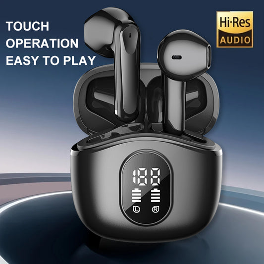 B BLAST! Wireless Earbuds with Ultra-Long Playtime, Type-C Fast Charging Case, Stereo In-Ear Headphones for iPhone & Android, Noise Cancelling Mic - Ideal for Travel, Gaming, Business, Sports