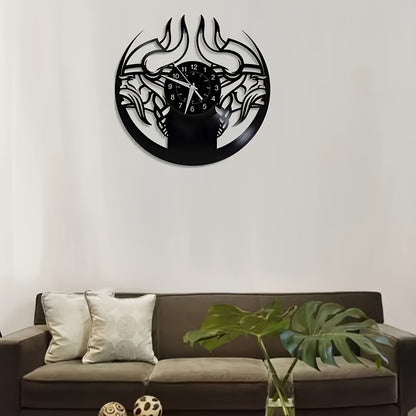 Viking Characters LED Vinyl Record Wall Clock, The Fjord Home Wall Clock Silent Clock Unique Design Wall Art Oginal Gift For Viking Fans Birthday, Halloween, Christmas, For Living Room Bedroom, Room Decor, Home Decor, Kitchen
