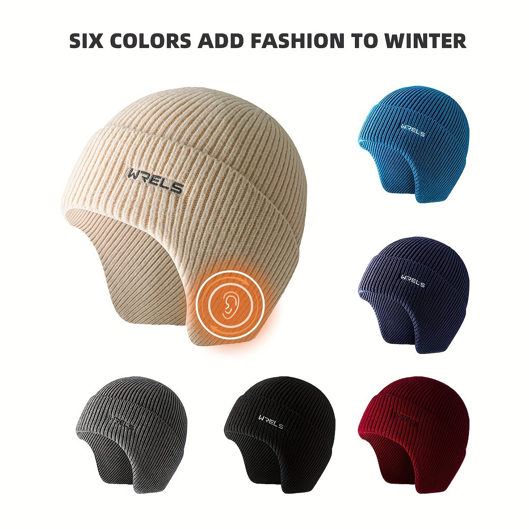 1pc WRELS Winter Warm Earmuff Hat Cap with Detachable Ear Flaps - Stretch Fit, Snug Ear Coverage for Skiing, Hiking, Camping & Outdoor Sports - Ideal Christmas Gift, Ear Covering Wind Resistant Hat, Winter Caps With Ear Flaps