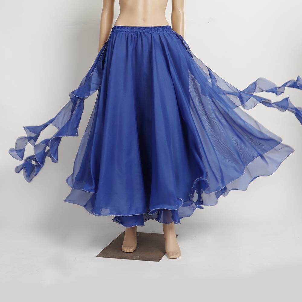 Belly Dancing Skirt Women Chiffon Spanish Skirt Shiny Sequins Tassels Dancing Skirt Show Costumes