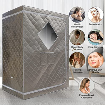 ZONEMEL Portable Full Size Sauna Tent for home Spa - 1 or 2 Person /Outdoor use, Easy Setup with Metal Frame, Large Sauna Bath (47.24"x31.5"x63") Detox Relaxation Tent, Steamer Not Included, Full Body Sauna Experience