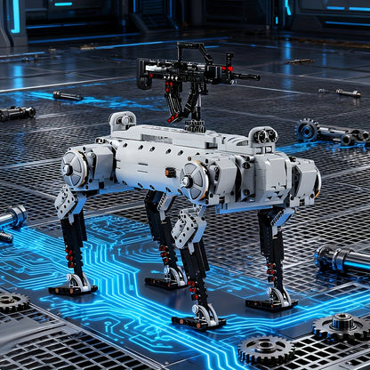 1613+pcs Large-Scale Advanced Tech Robot Dog Building Set with Movable Arms & Legs, ABS Model Kit for s &, Realistic Walking/Posing Robot, Chibi-Style Collectible Gift (Grey/Black) - Compatible with Chibi Figures