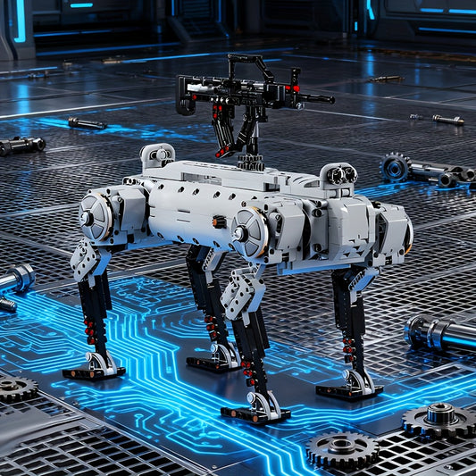 1613+pcs Large-Scale Advanced Tech Robot Dog Building Set with Movable Arms & Legs, ABS Model Kit for s &, Realistic Walking/Posing Robot, Chibi-Style Collectible Gift (Grey/Black) - Compatible with Chibi Figures