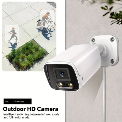 POE gun camera, 8-megapixel camera, full-color night vision, human body detection and one-way audio, outdoor video surveillance camera, RTSP/108°/2.8/mm, IP67 metal shell camera, wired network port connected to NVR, Christma